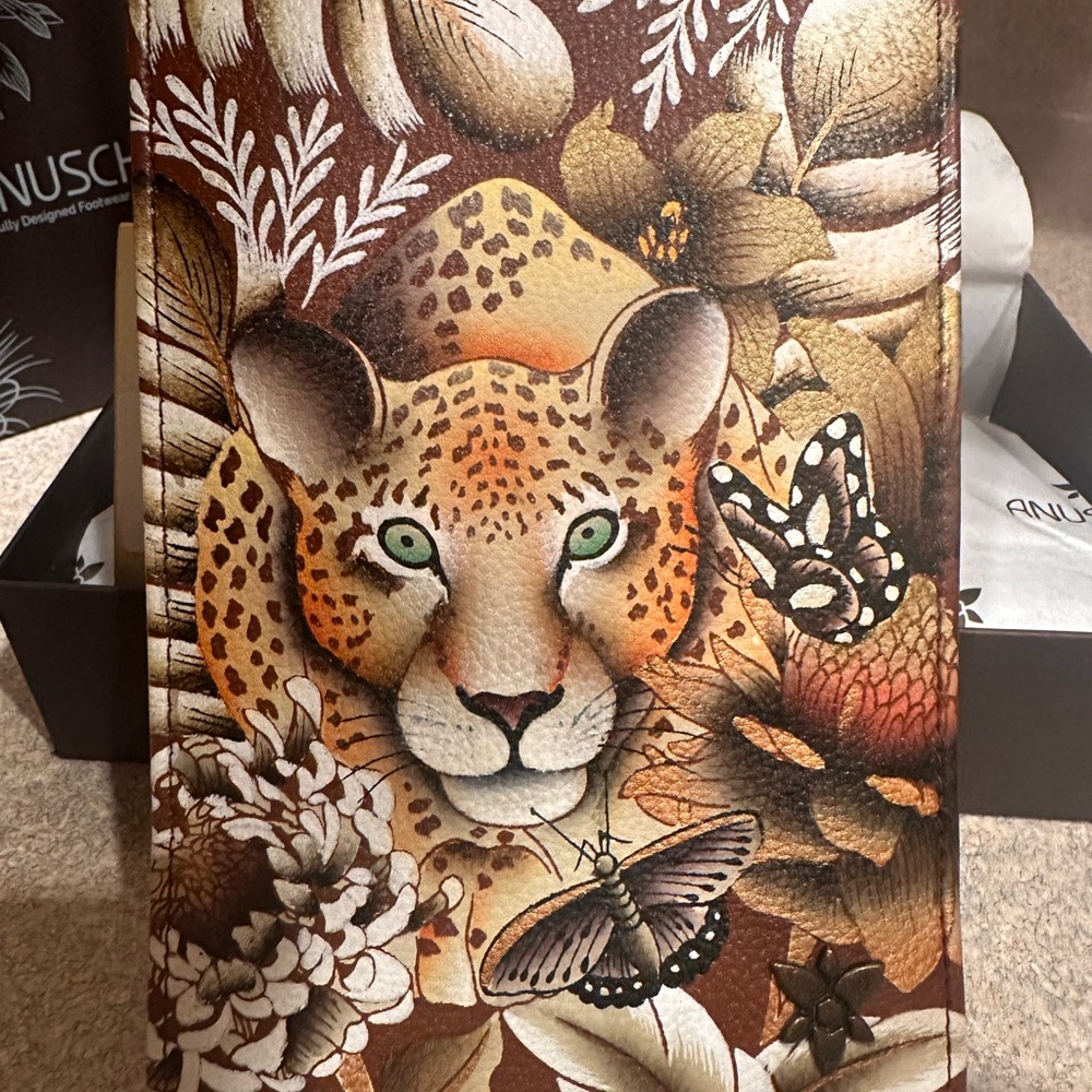 Anuschka Brown and Gold Jungle Cat Bag